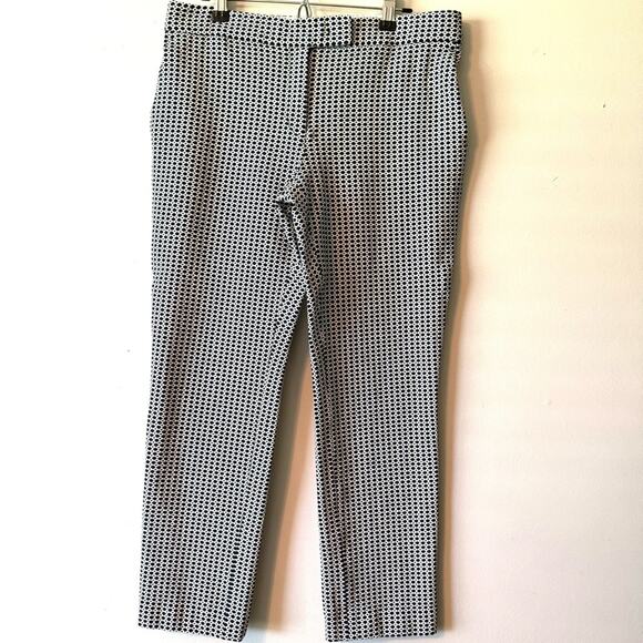 Ann Taylor Women’s Blue and White Patterned Devin Tailored Ankle Pants Size 6 - Picture 1 of 12